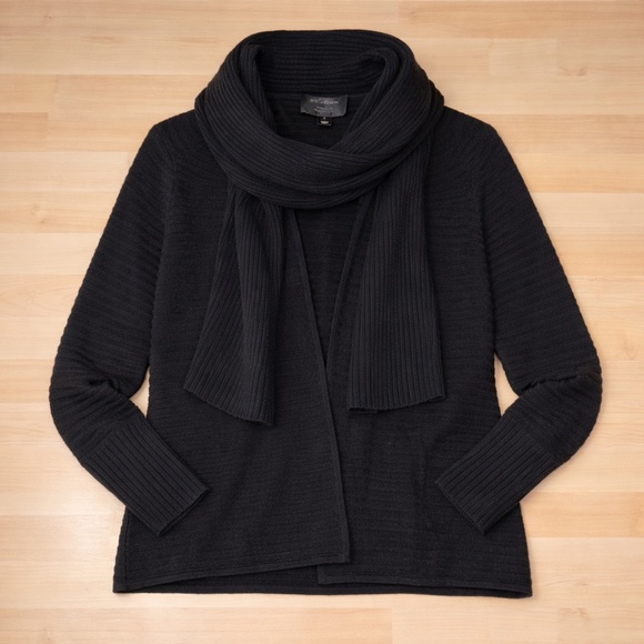 St. John Exclusively for Nordstrom 100% Cashmere  Cardigan Sweater Medium Black - Picture 2 of 10